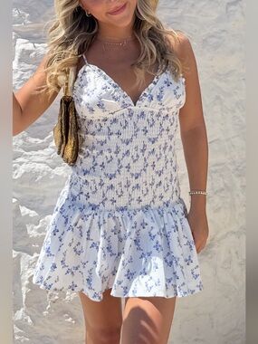 Zara white floral mini dress size XS